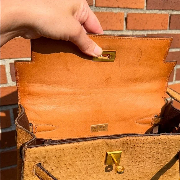 Vintage Pedro Mayorga Ostrich Satchel (like Hermes Kelly Bag or Sac à Dépêches) - Picture 13 of 17